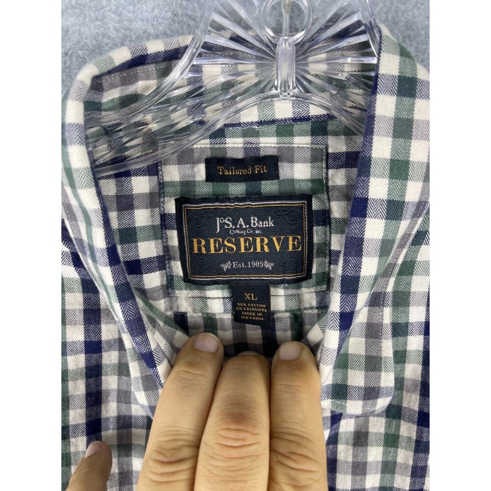 Jos A Bank Reserve Shirt Mens XL Blue Green Checks Flannel Outdoor Classiccore - Picture 4 of 8